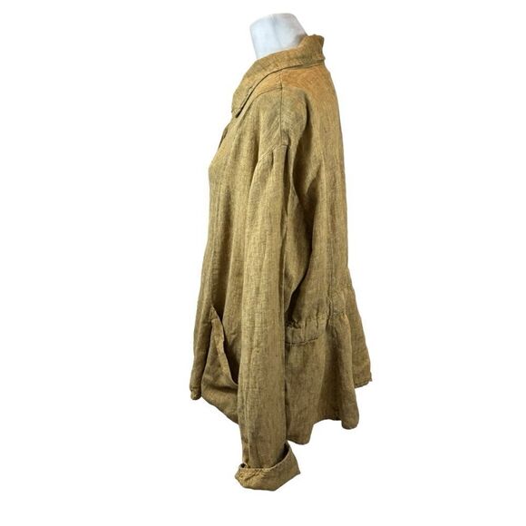 Ladies Flax Linen Button‎ Down Shirt Jacket Size Large Tan Color - Picture 7 of 13